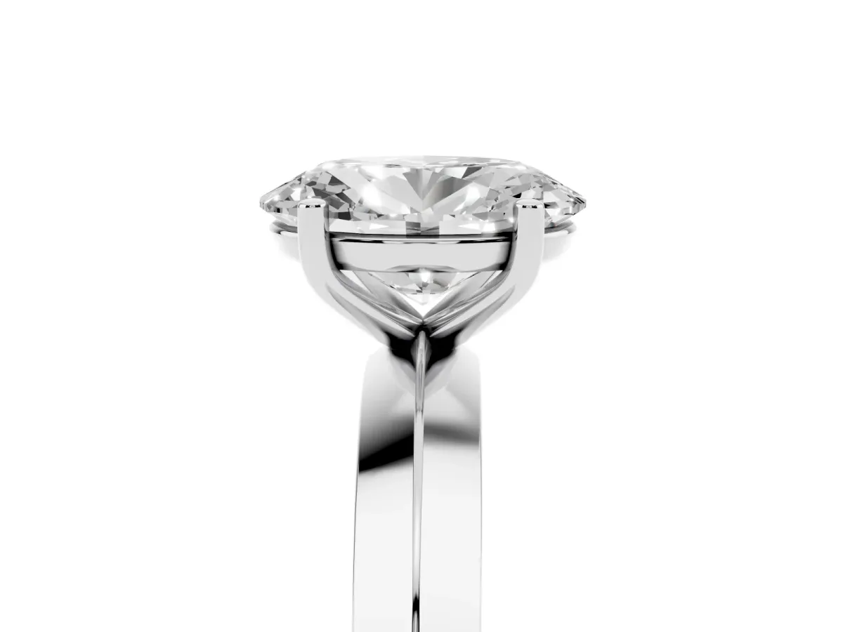 Oval Cut Cut Solitaire Engagement Ring with Flat Band and Four-Prong Setting Platinum