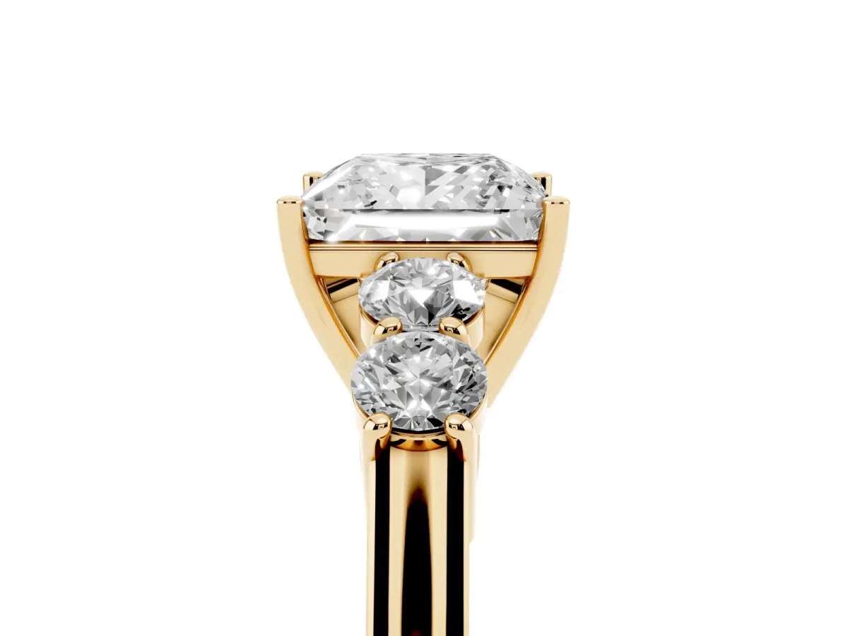 Princess Cut Cut Diamond Five-Stone Prong Set White Gold Ring Yellow gold