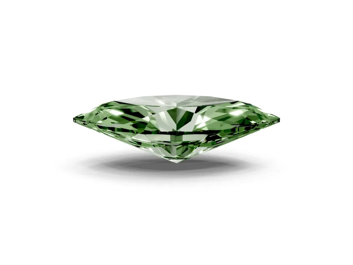 Fancy Green Marquise Cut Cut Cathedral Pave Diamond Engagement Ring with Six-Prong Setting Rose gold