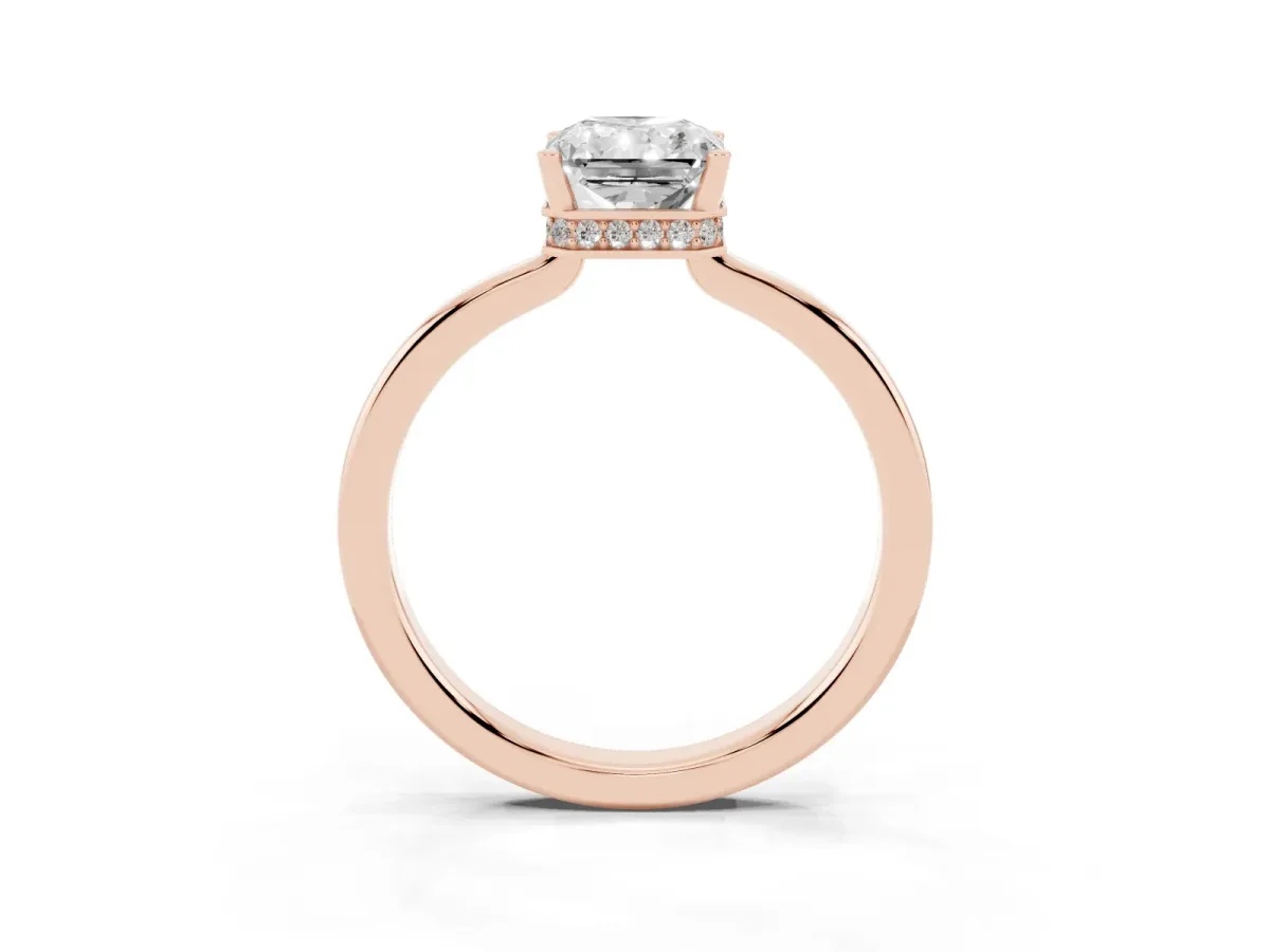 Radiant Cut Cut Solitaire Engagement Ring with Four-Prong Setting on a Classic Band Rose gold