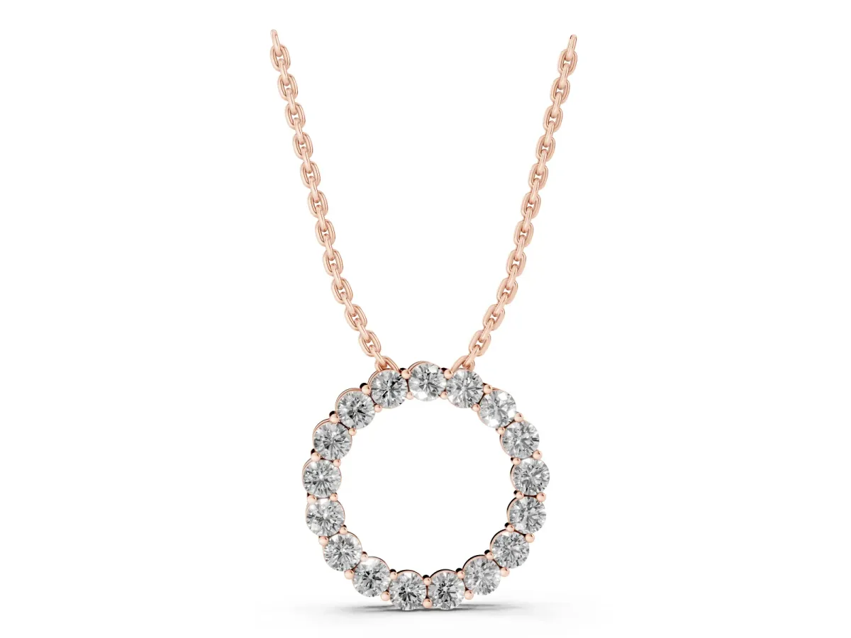 Round Diamond Prong-Set Circle Pendant Rose gold