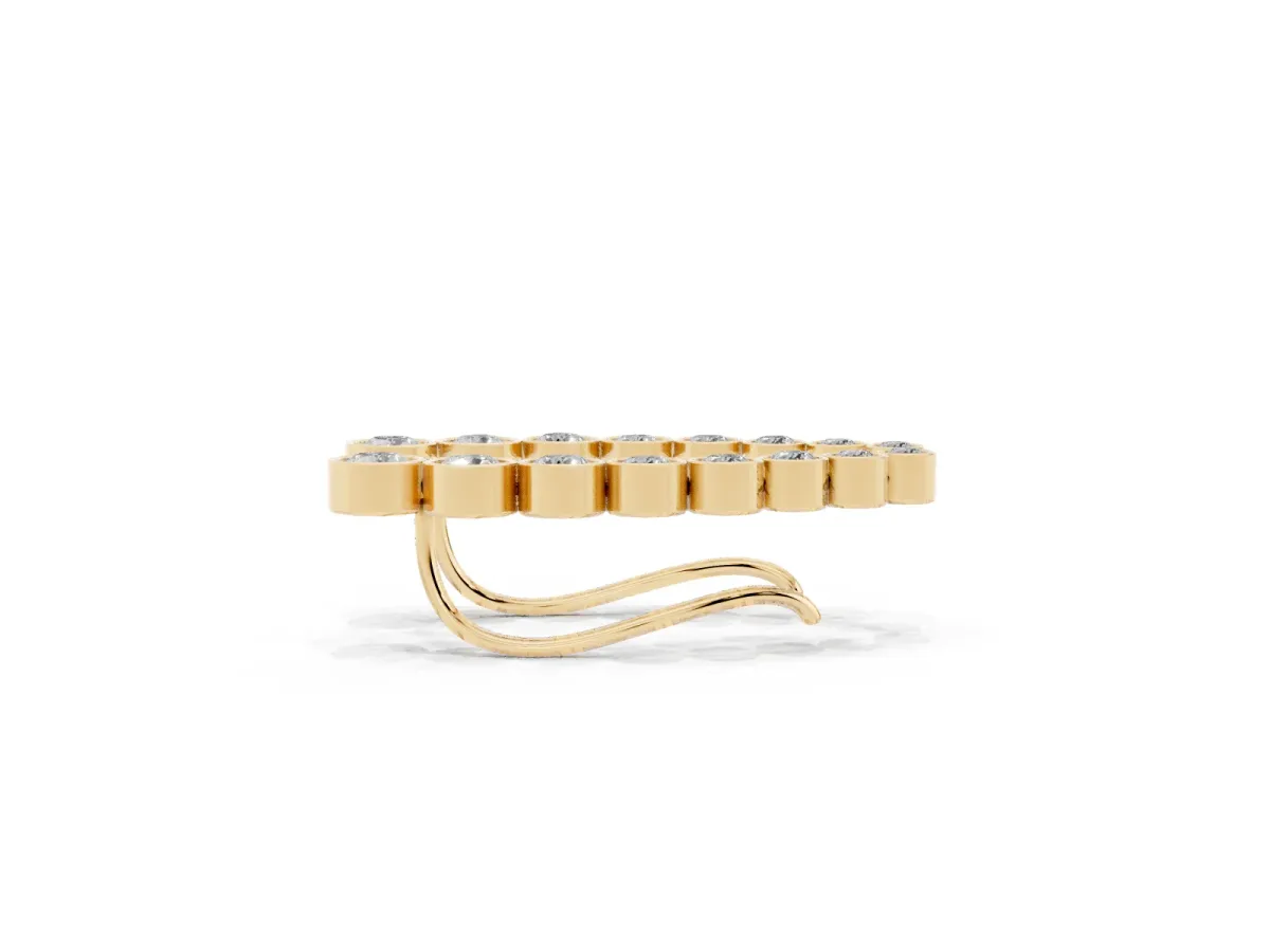 Bezel-Set Round Diamond Climber Earrings Yellow gold