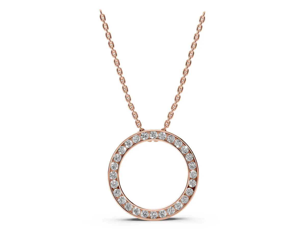 Round Diamond Channel Set Pendant Rose gold