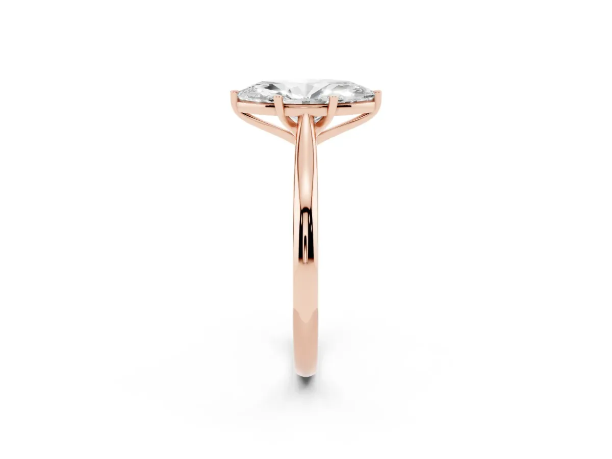 Marquise Cut Cut Solitaire Ring with Cathedral Band and Four-Prong Setting Rose gold