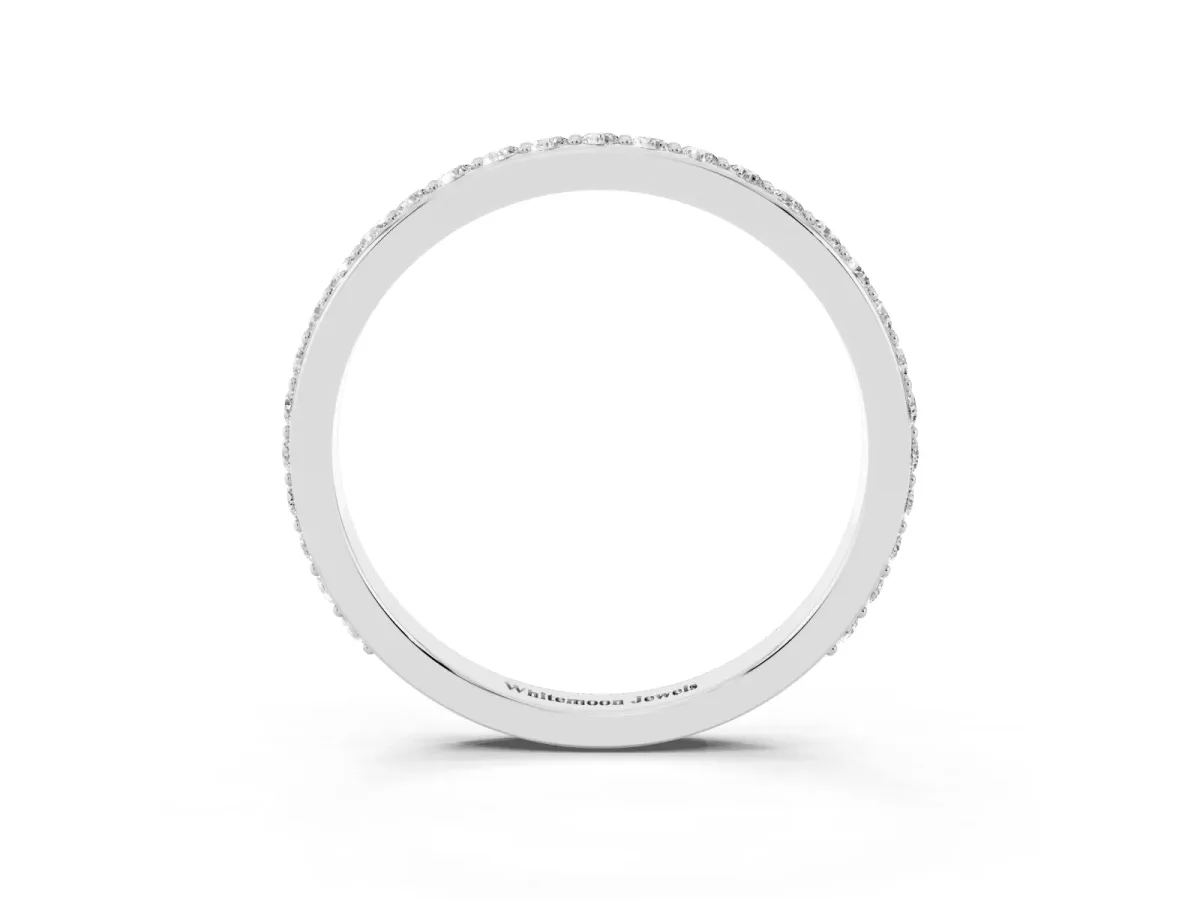 Pavé Round Diamond Eternity Band with Shared Prong Setting Silver