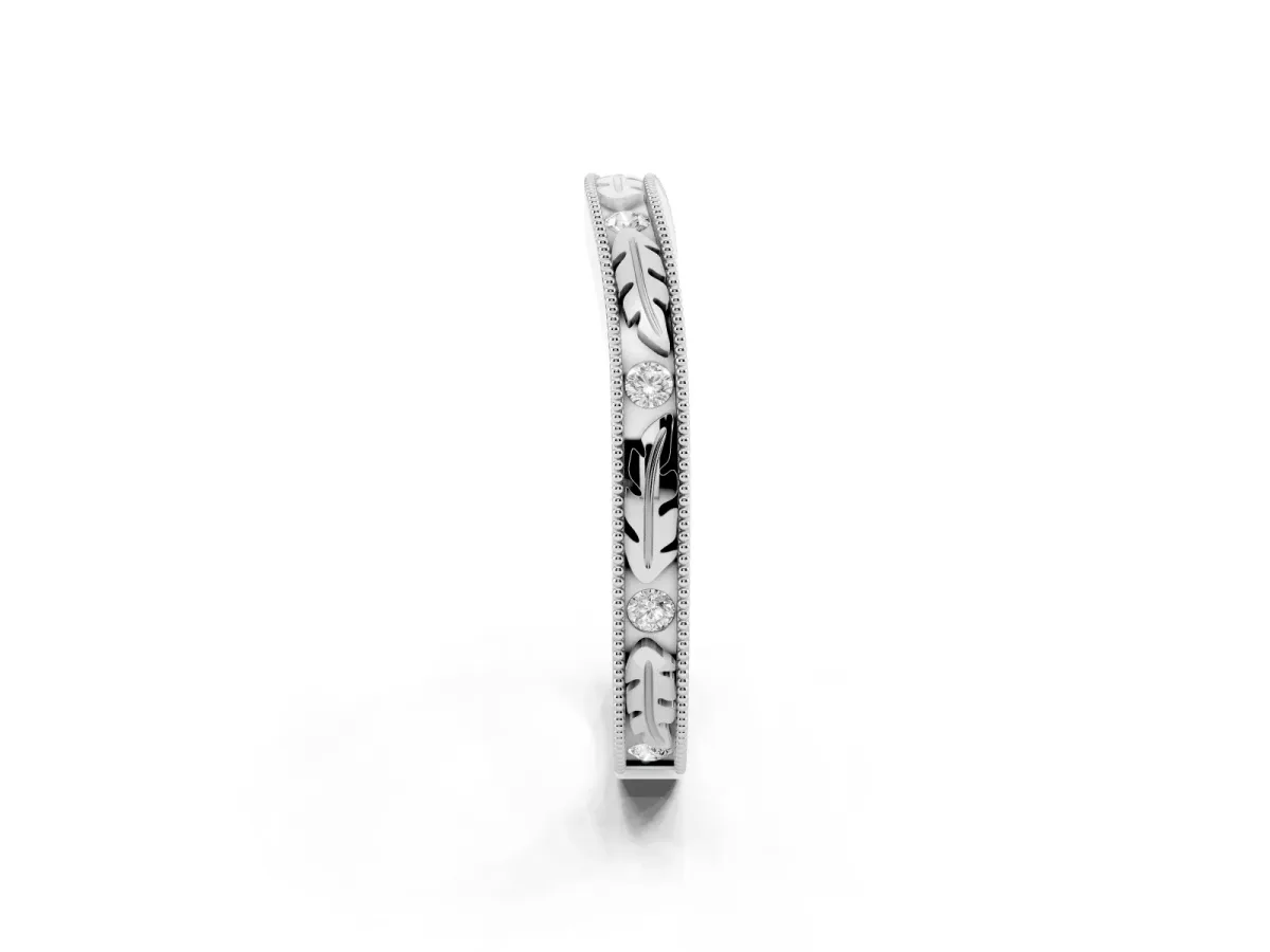 Milgrain Bezel Set Round Diamond Eternity Band Silver
