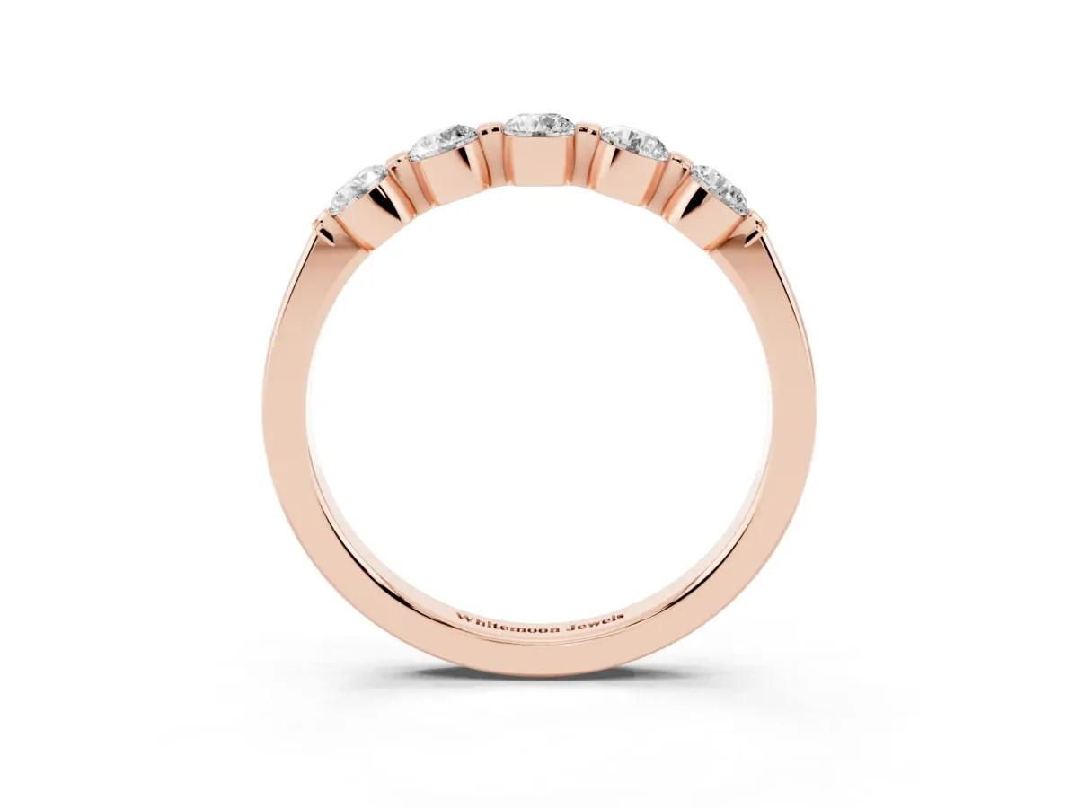 Five-Stone Round Cut Diamond Prong-Set Half Eternity Band Rose gold