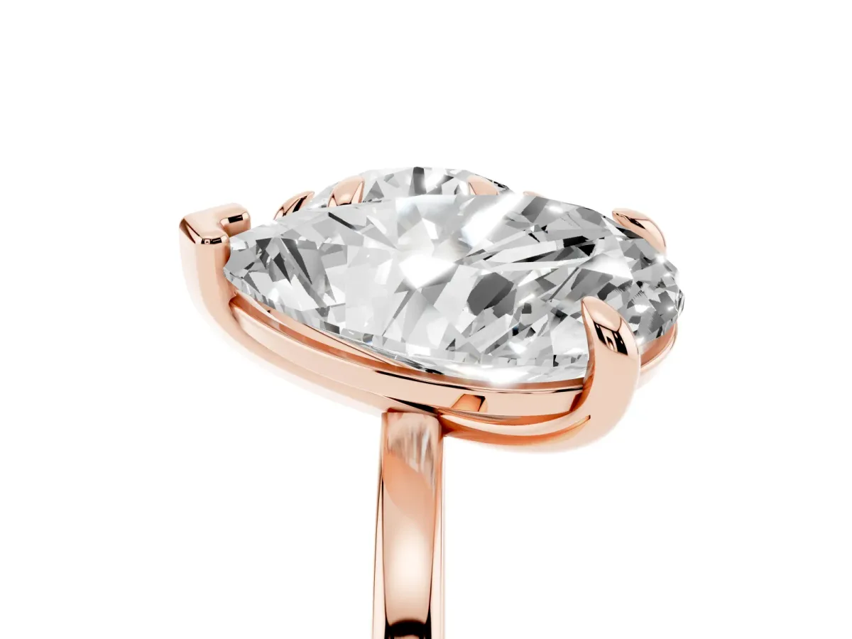 Round and Pear Toi Moi Ring with Prong Setting and Plain Band Rose gold