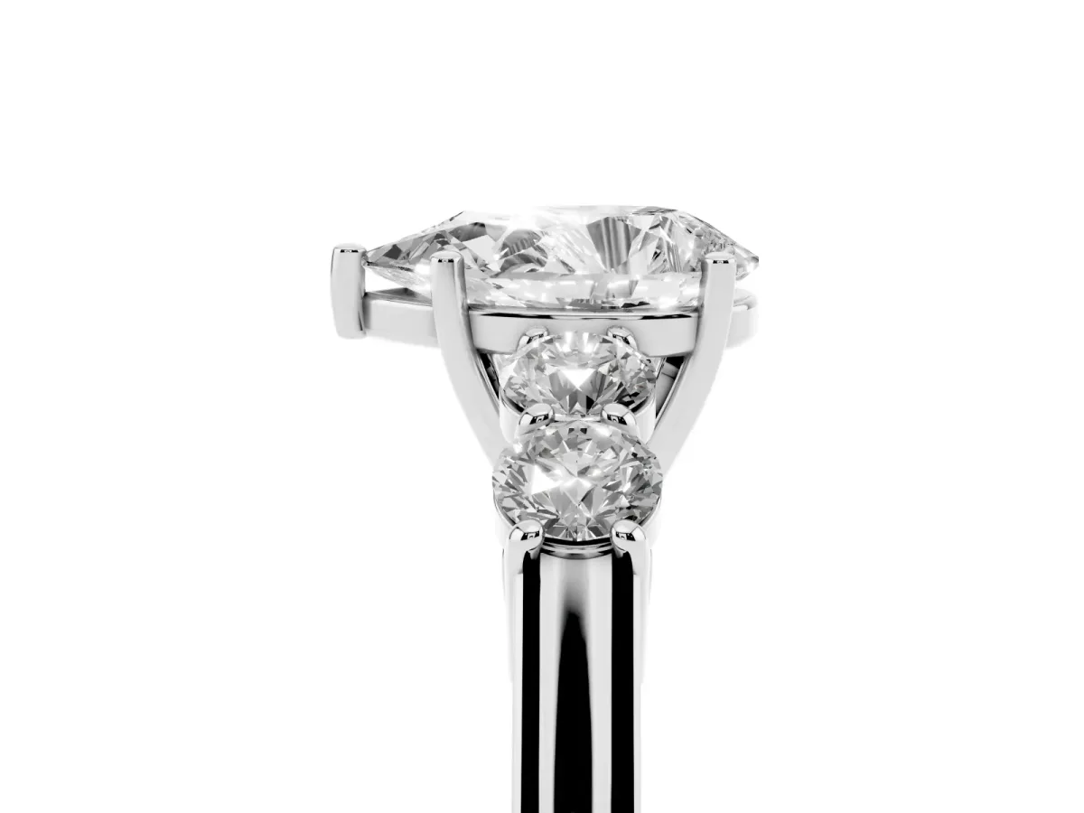 Pear Cut Cut Diamond Five-Stone Prong Set White Gold Ring Silver