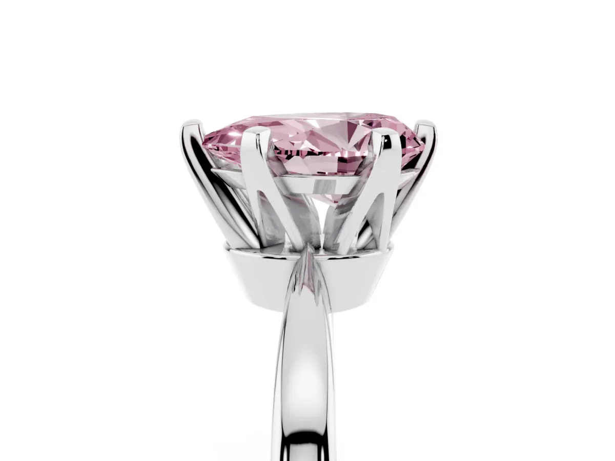 Fancy Pink Pear Cut Solitaire Engagement Ring with Six-Prong Setting and Tapered Band Platinum