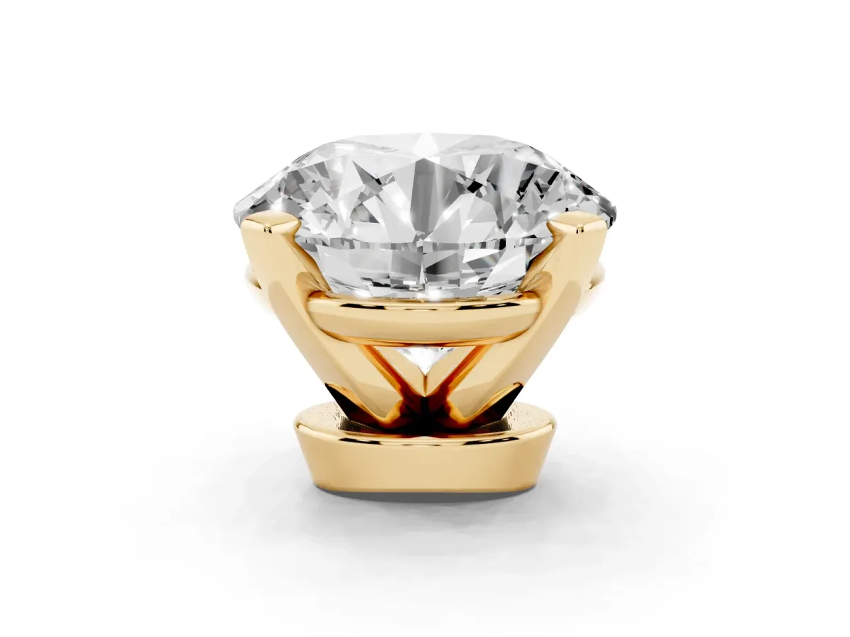 Round Cut Diamond Solitaire Ring with Prong Setting and Classic Band Yellow gold