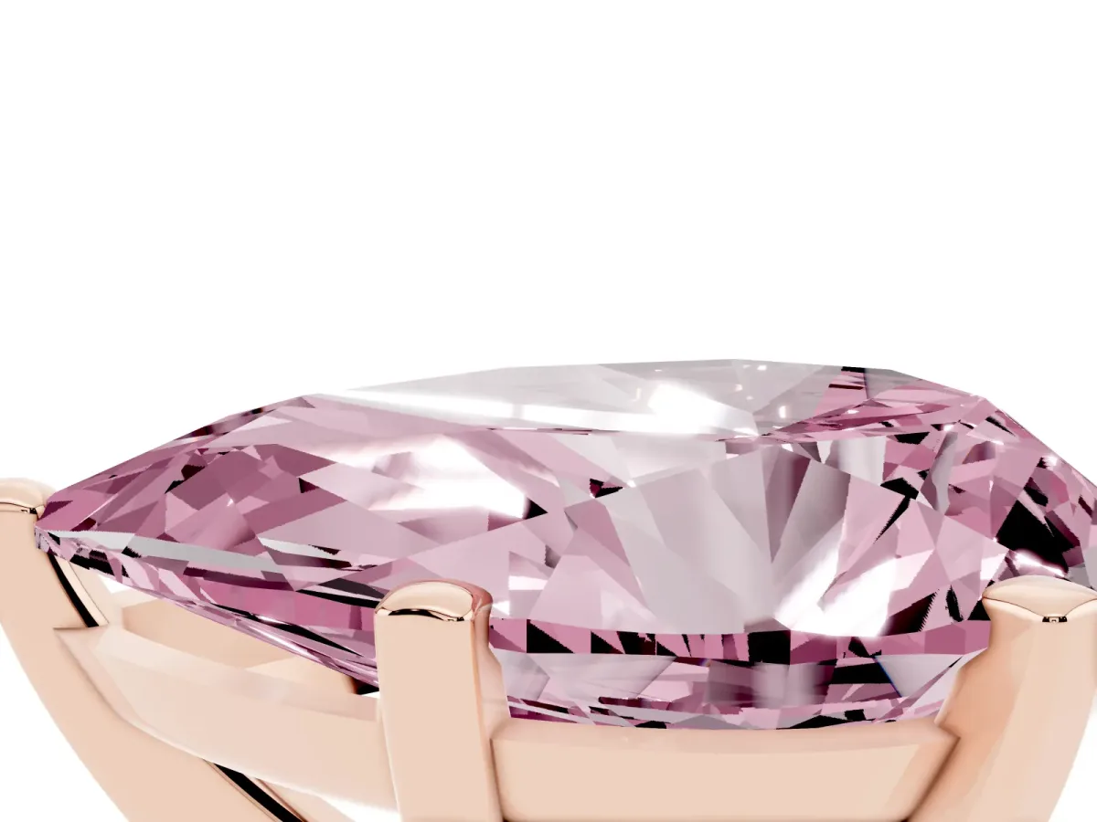 Fancy Pink Pear Cut Diamond Solitaire Ring with Prong Setting and Classic Band Rose gold