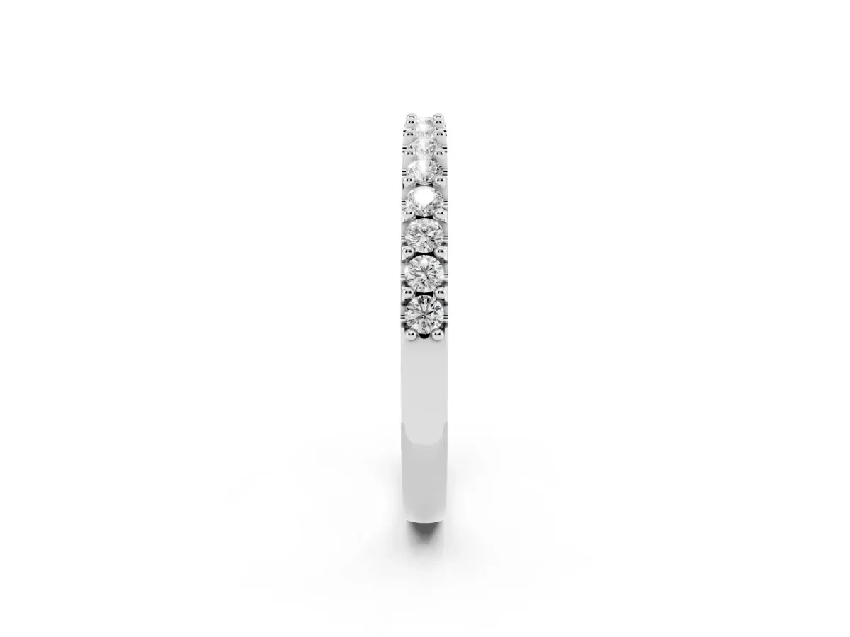 Round Diamond Pavé Set Half Eternity Band Silver
