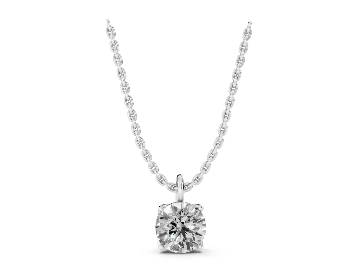 Round Solitaire Pendant with Four-Prong Setting White gold
