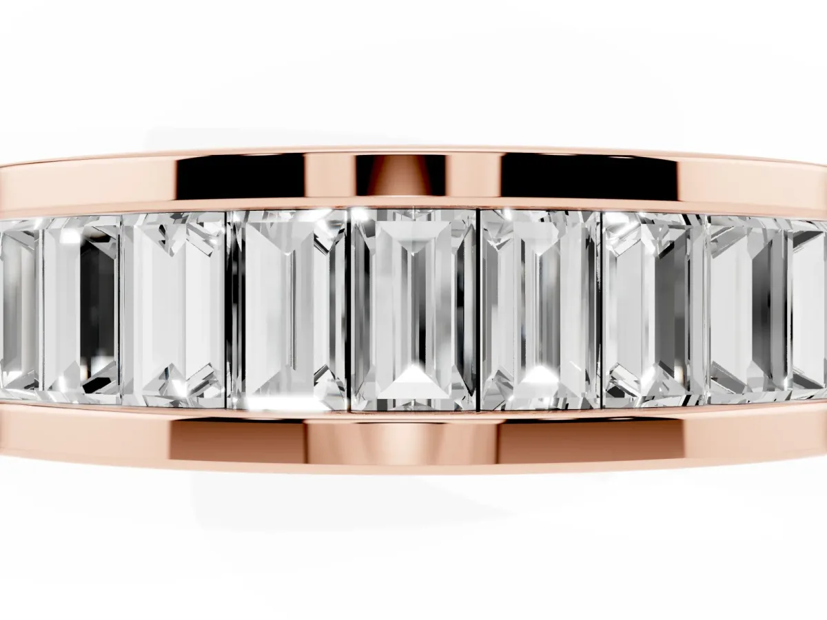 baguette Cut eternity band with channel set Rose gold