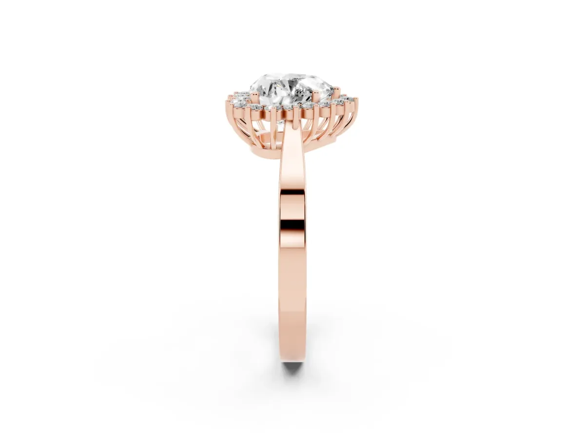 Heart Cut Cut Diamond Halo Ring with Round Brilliant Halo and Solitaire Band Rose gold