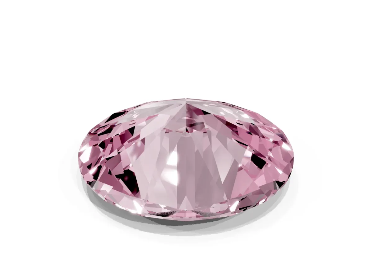 Fancy Pink Oval Cut Diamond Solitaire Ring with Prong Setting and Pavé Band Silver