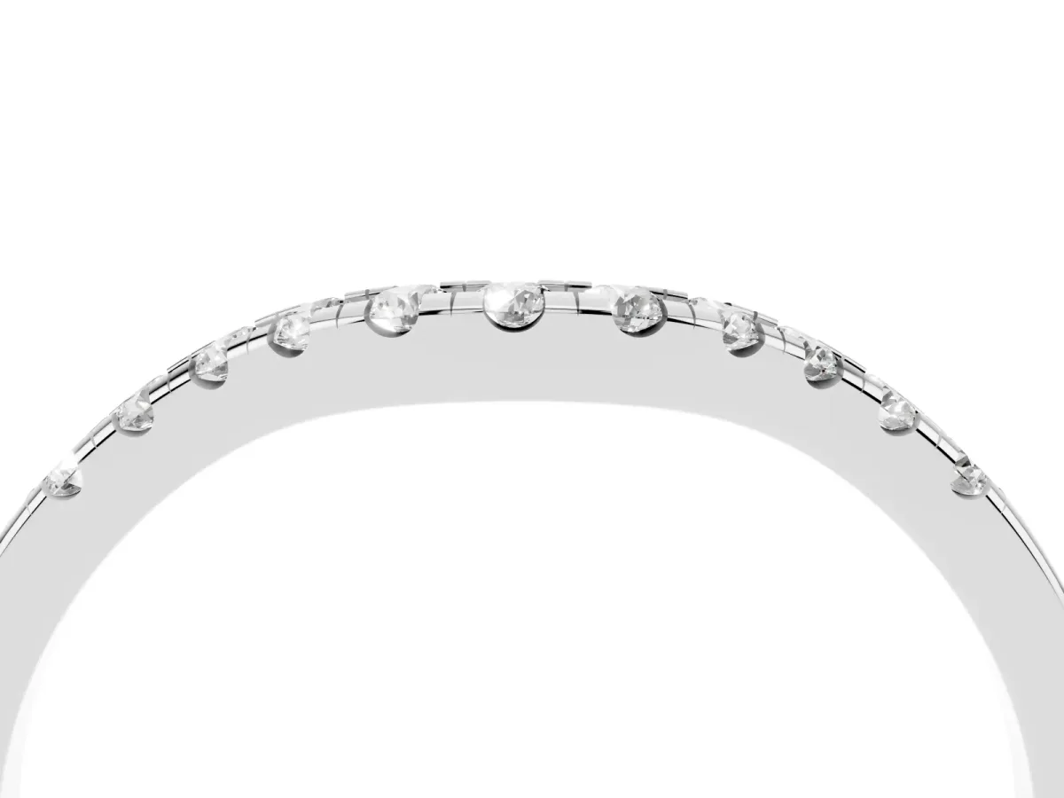 Round Diamond Curved Pavé Wedding Band Platinum