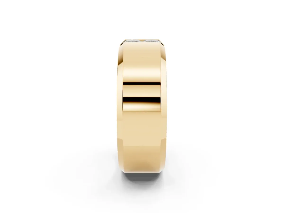 Princess Diamond Two-Stone Mens Band Yellow gold