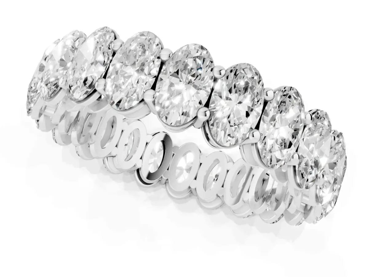 Oval Cut Diamond Eternity Band with Shared Prong Setting Silver