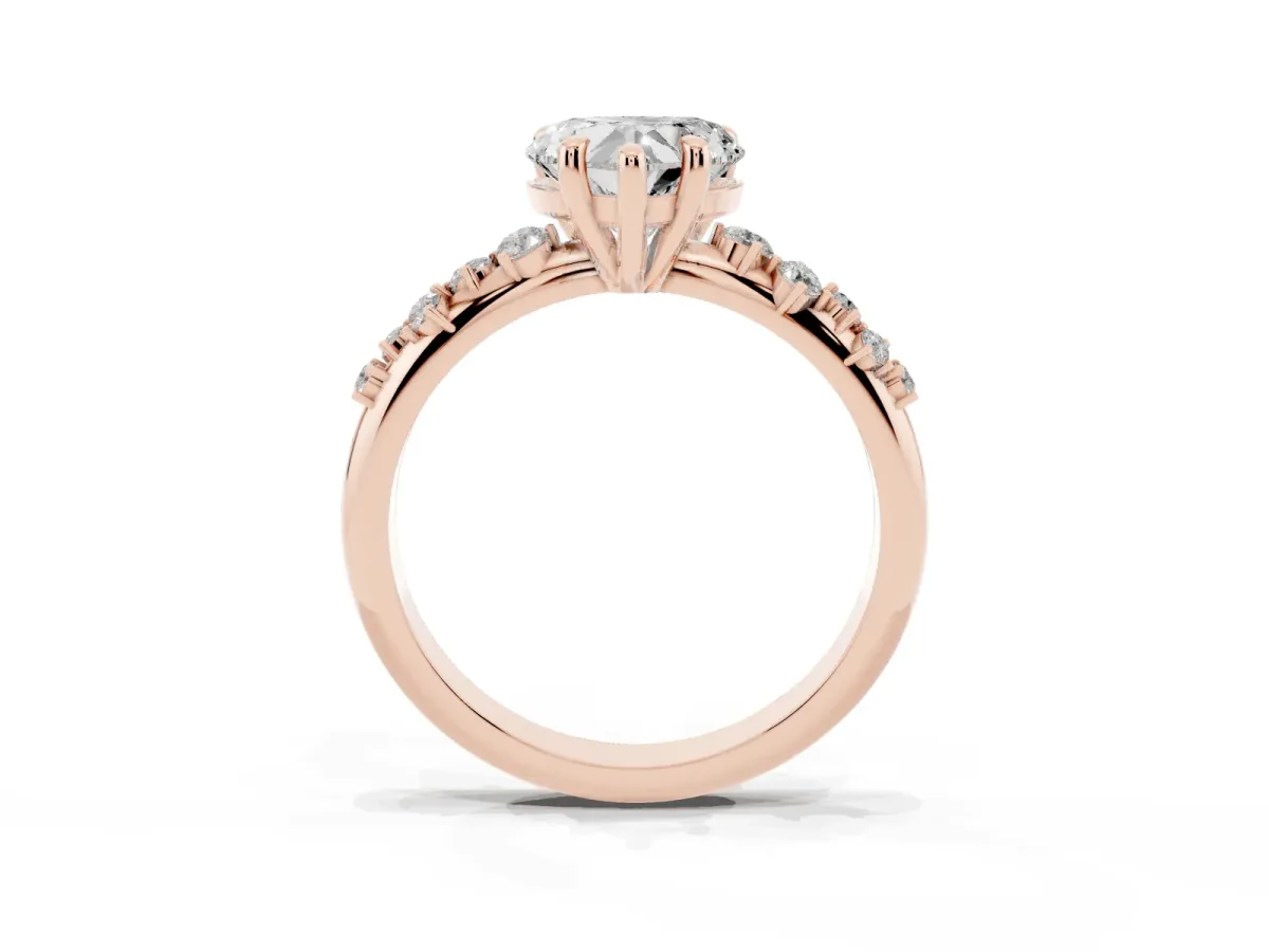 Heart Cut Cut Diamond Vine Band with Four-Prong Setting Rose gold