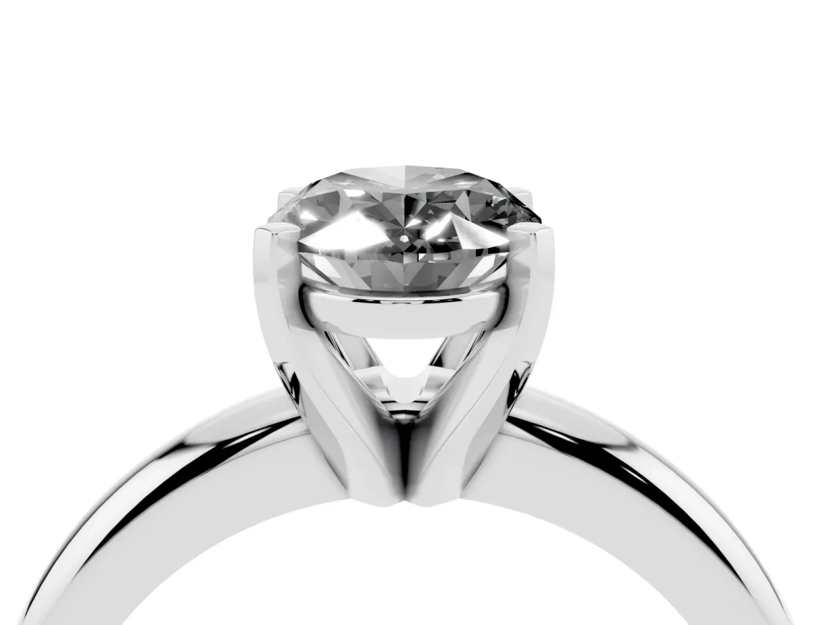 Fancy Black Oval Cut Diamond Solitaire Engagement Ring with Round Band and Four-Prong Setting Platinum