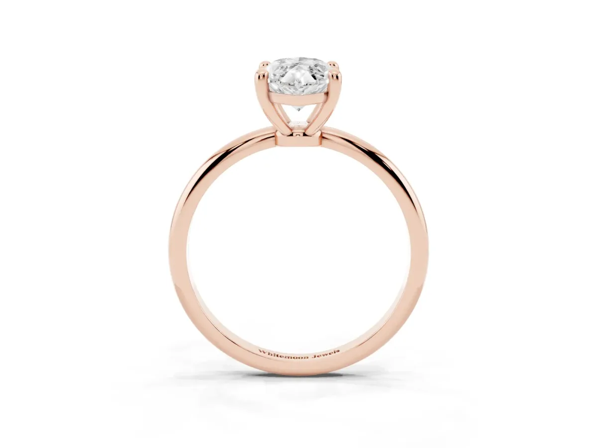 Marquise Cut Solitaire Diamond Ring with 4-Prong Setting on a Classic Band Rose gold