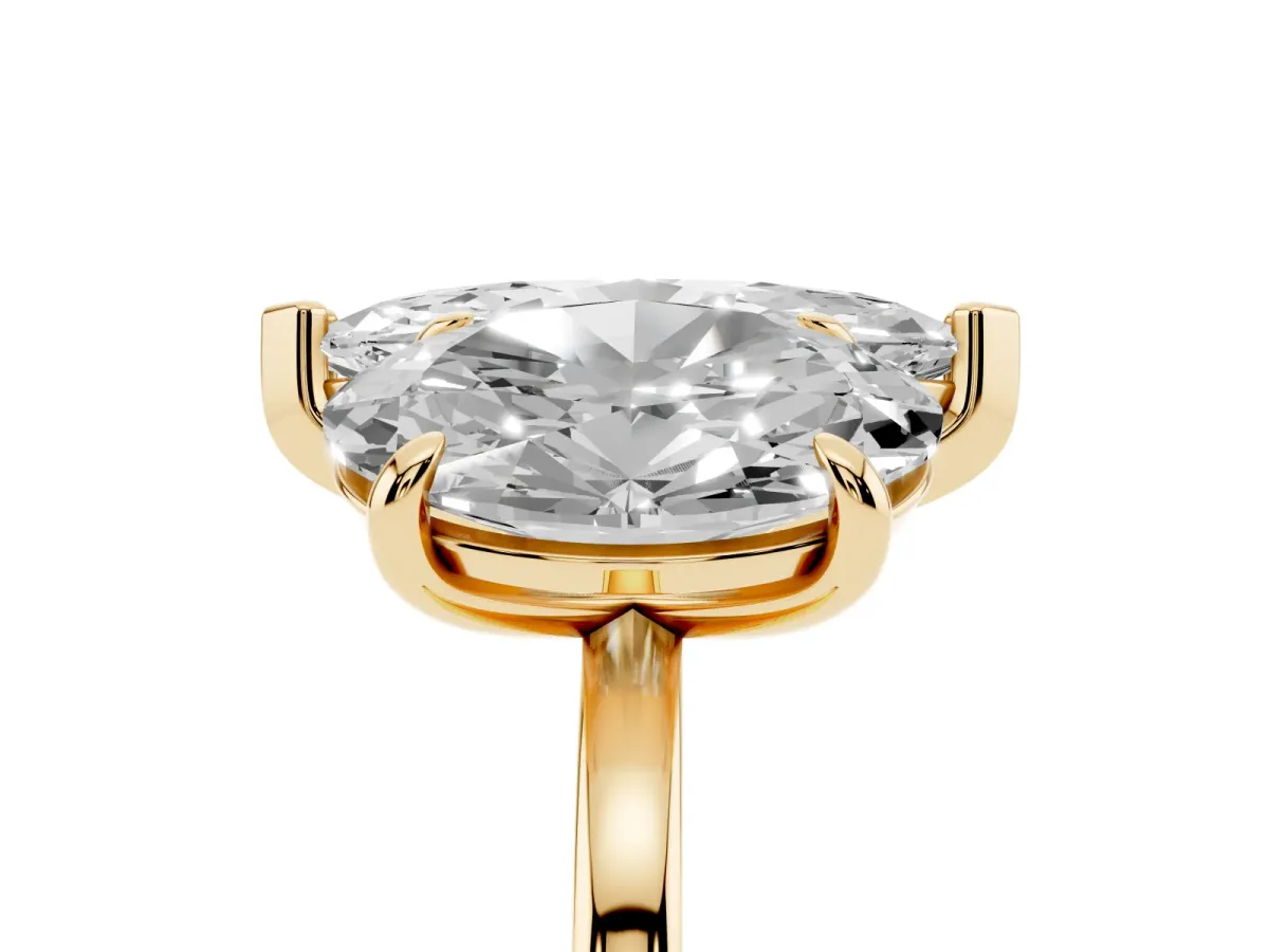 Oval and Marquise Toi Moi Ring with Prong Setting and Plain Band Yellow gold