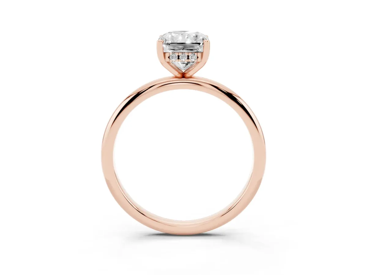 Radiant Cut Cut Solitaire Engagement Ring with Four-Prong Setting and Classic Band Rose gold