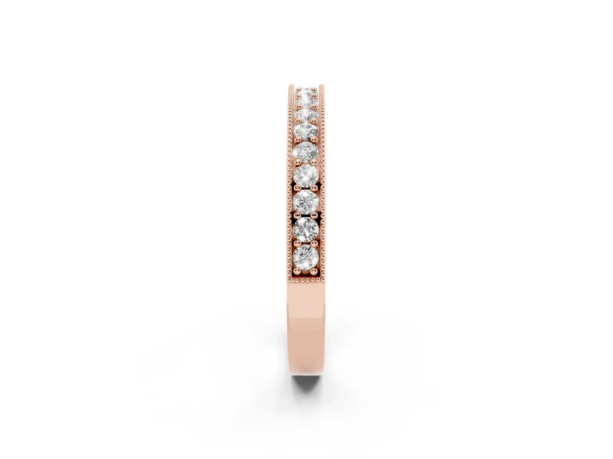 Round Diamond Milgrain Pavé Eternity Band Rose gold