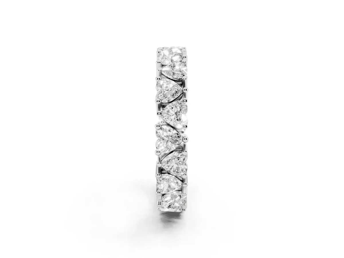 Heart Cut Eternity Band with Shared Prong Setting Silver