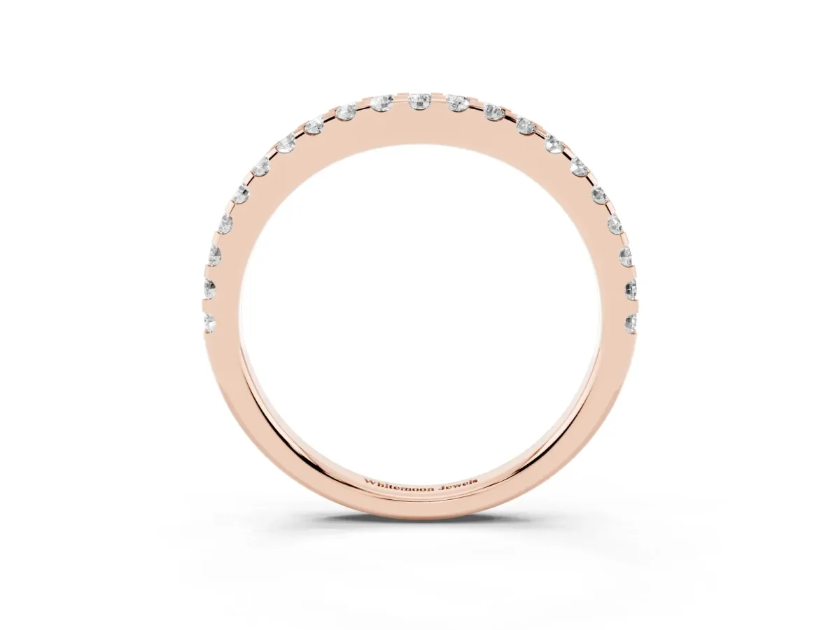 Round Diamond Pavé Curved Wedding Band Rose gold