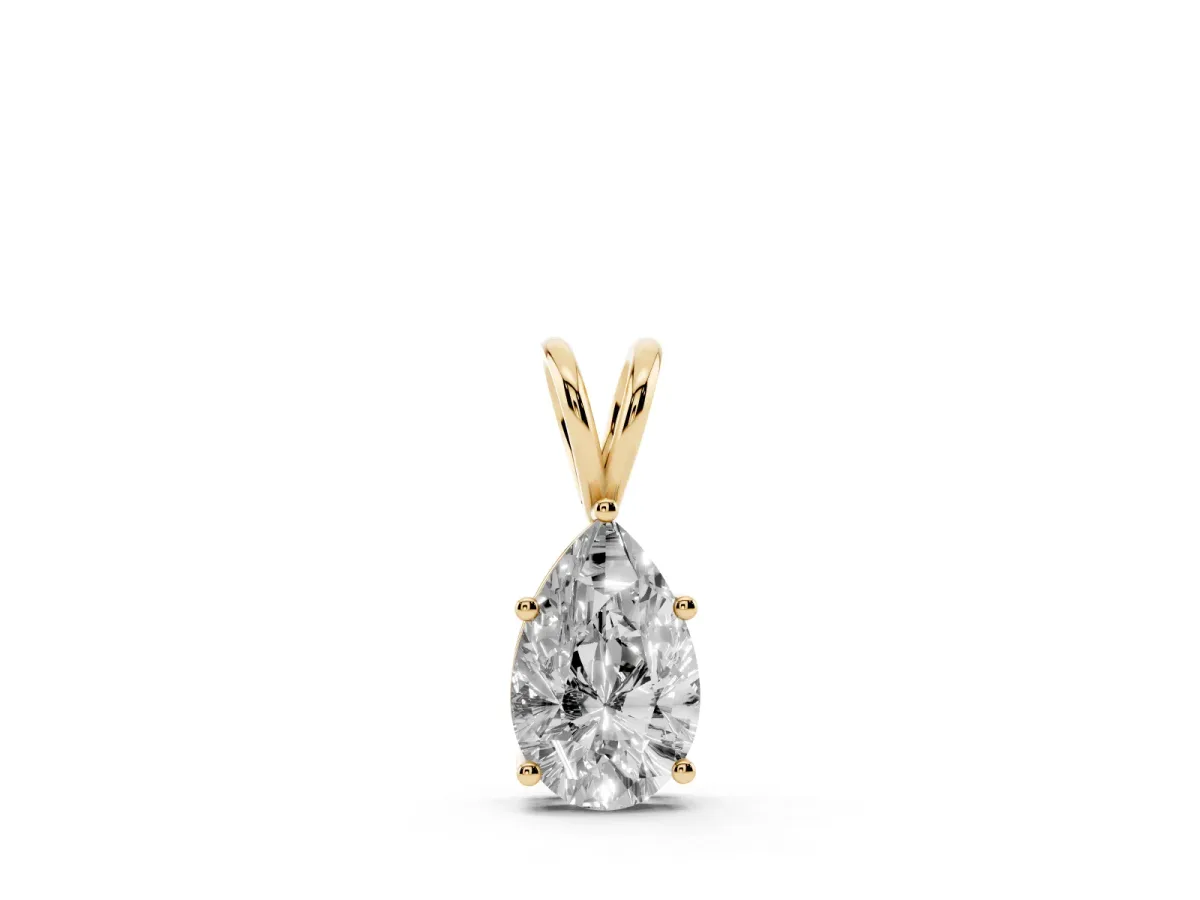 Pear Cut Solitaire Pendant with Three-Prong Setting Yellow gold