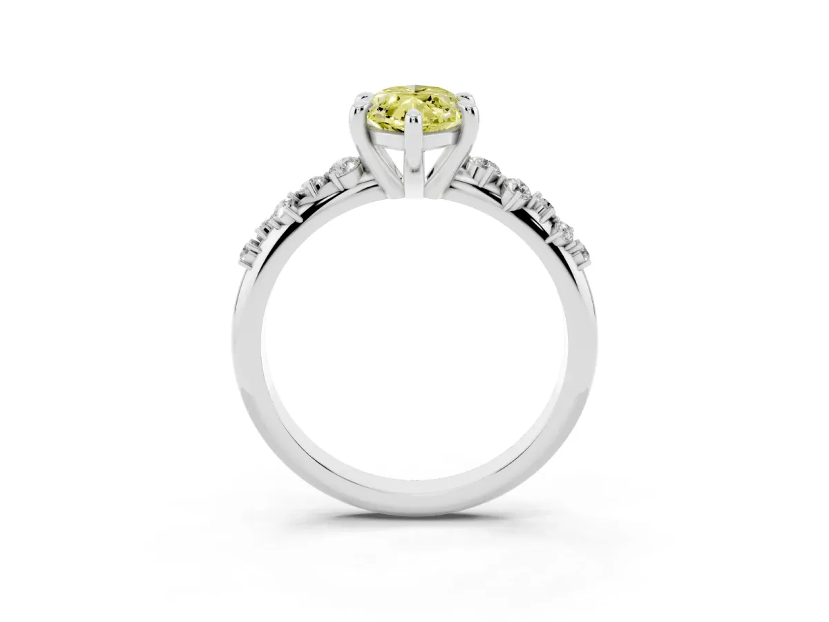 Fancy Yellow Marquise Cut Cut Diamond Vine Band with Four-Prong Setting Silver