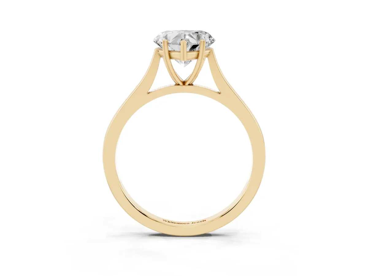 Heart Cut Solitaire Heart Prong Engagement Ring with Tapered Band Yellow gold