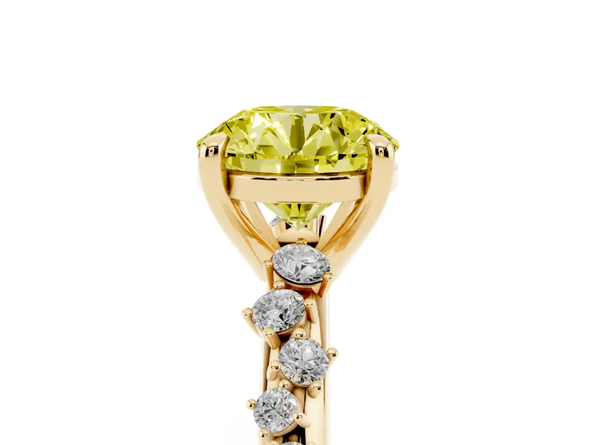 Fancy Yellow Round Cut Cut Diamond Vine Band with Four-Prong Setting Yellow gold