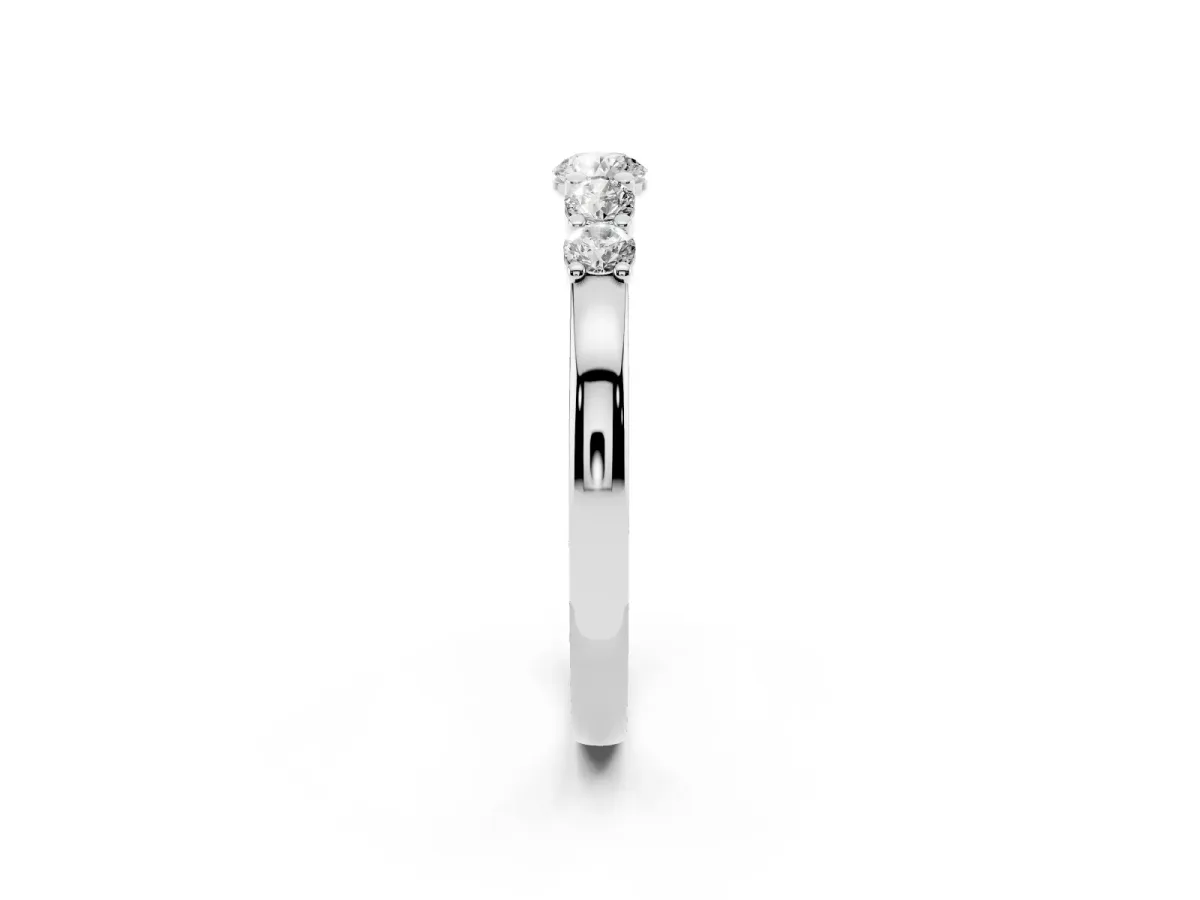 Five-Stone Round Diamond Prong Set Half Eternity Band Silver