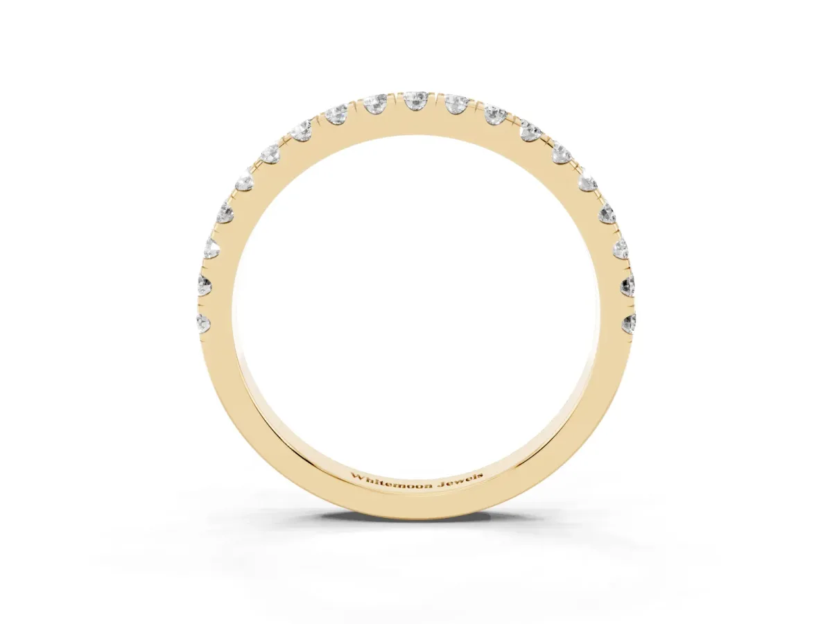 Round Diamond Classic Half Eternity Band with Shared Prong Setting Yellow gold