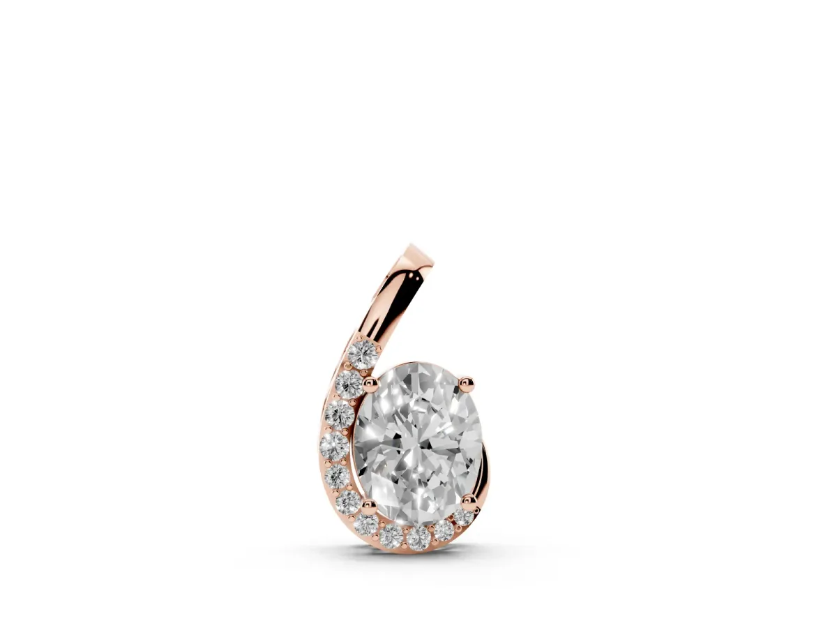 Round Diamond Swirl Pendant with Prong Setting Rose gold