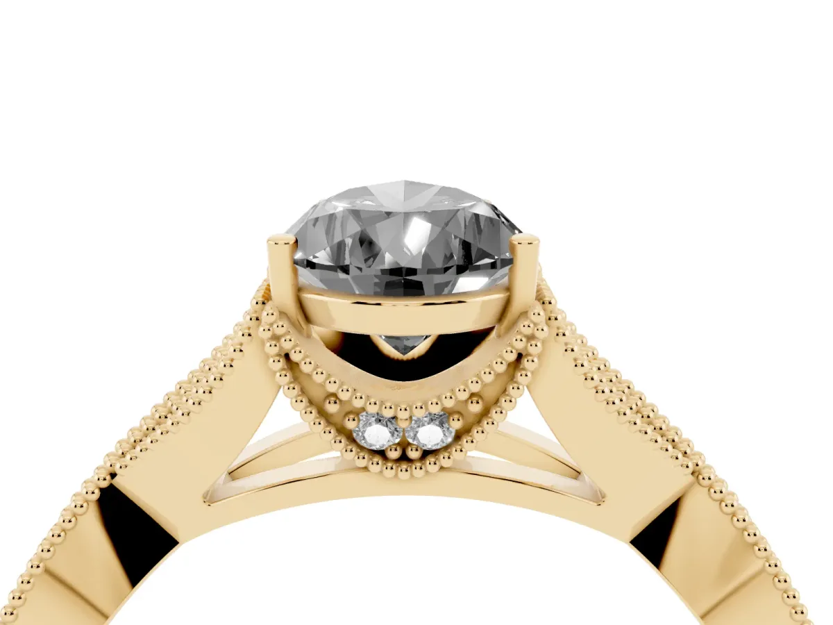 Fancy Black Pear Cut Cut Diamond Twisted Band with Milgrain Pave Setting and Four-Prong Setting Yellow gold