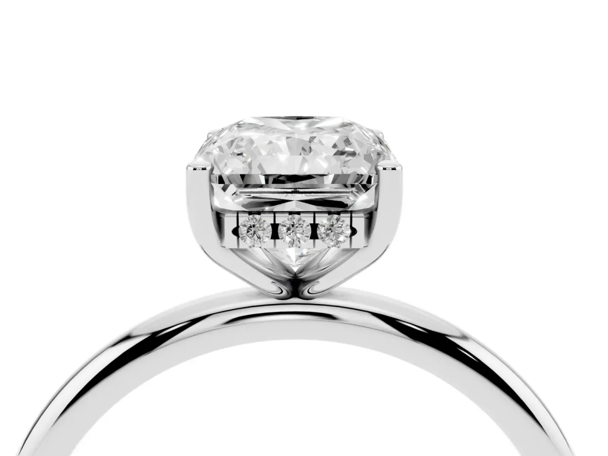 Radiant Cut Cut Solitaire Engagement Ring with Four-Prong Setting and Classic Band Platinum