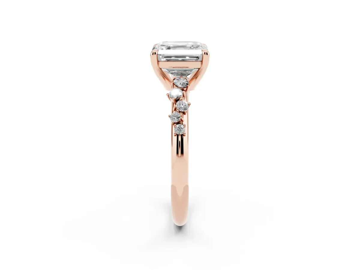 Asscher Cut Cut Diamond Vine Band with Four-Prong Setting Rose gold
