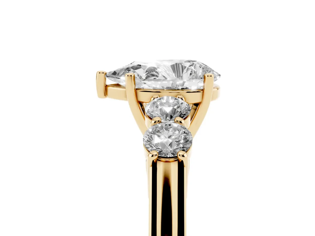 Pear Cut Cut Diamond Five-Stone Prong Set White Gold Ring Yellow gold