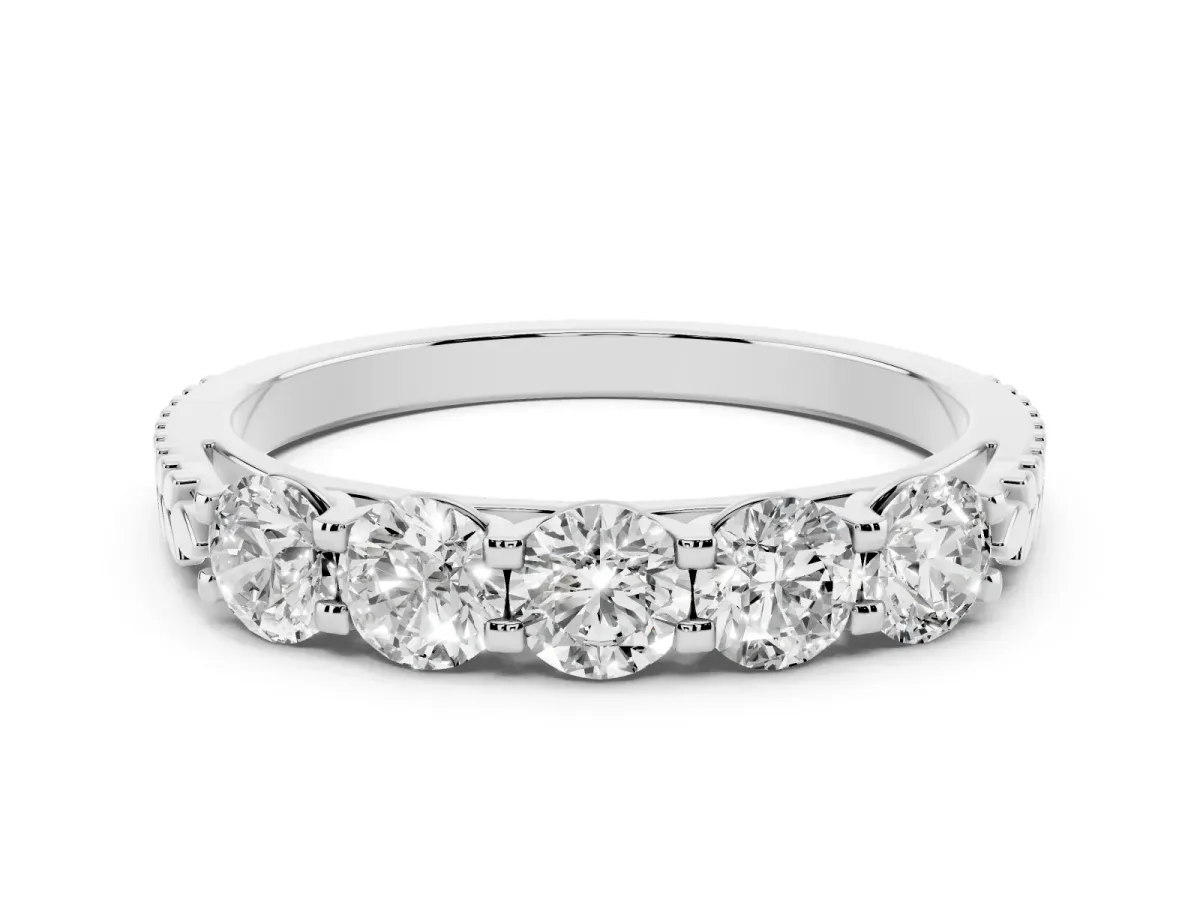 Five-Stone Round Diamond Prong-Set Band Platinum