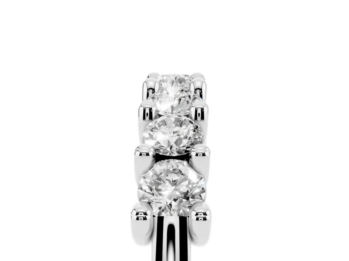 Round Diamond Prong-Set Half Eternity Band Silver