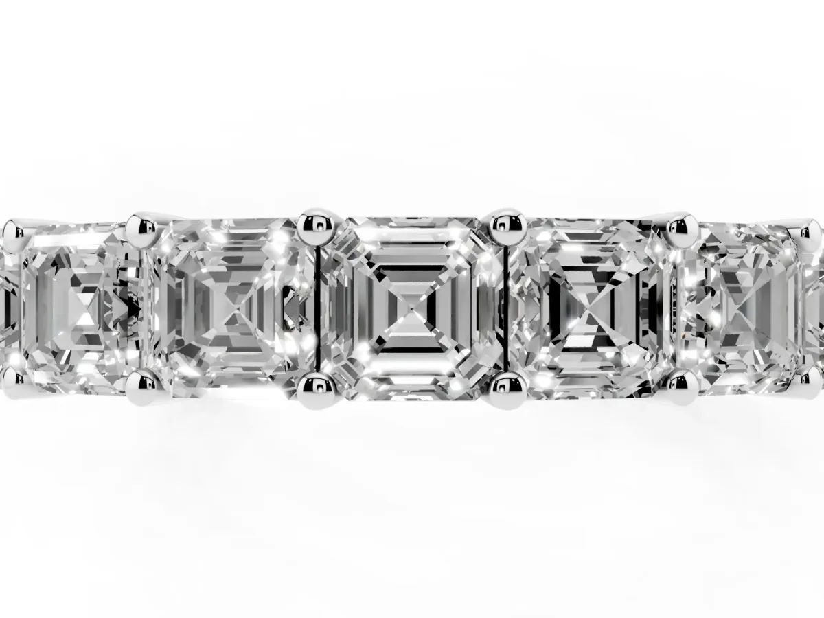 Asscher Cut Half Eternity Band with Shared Prong Setting Platinum