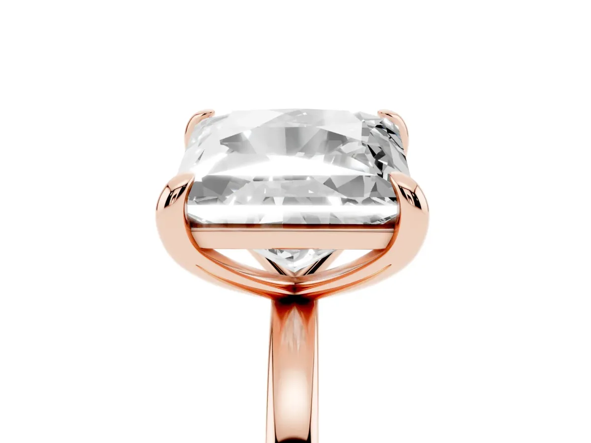 Round and Princess Toi Moi Ring with Prong Setting and Plain Band Rose gold