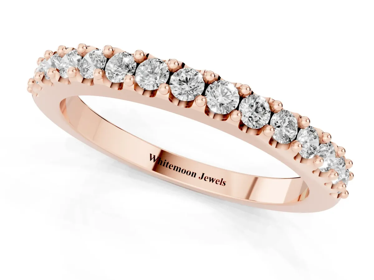 Round Diamond Pavé Set Half Eternity Band Rose gold