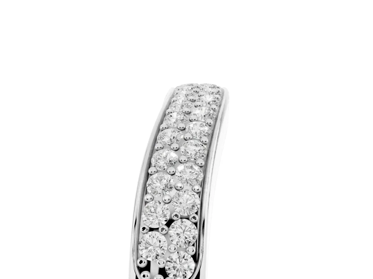Pavé Round Diamond Contour Band Silver