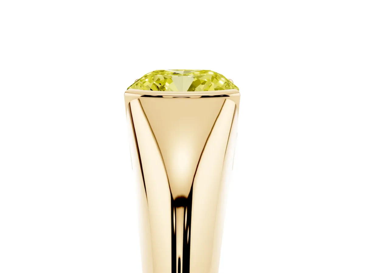 Fancy Yellow Cushion Cut Solitaire Tension Set Diamond Ring Yellow gold